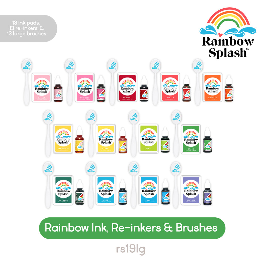 Rainbow Splash Inks And Reinkers Rainbow Pack With Large Brushes rs19lg Splendor