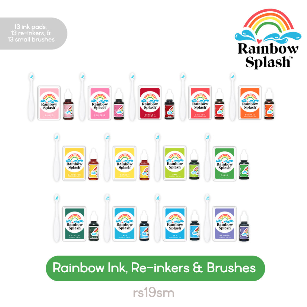 Rainbow Splash Inks and Re-inkers Rainbow Pack With Small Brushes rs19sm Splendor