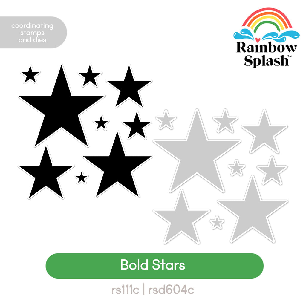 Rainbow Splash Stamps and Dies Bold Stars rs25set