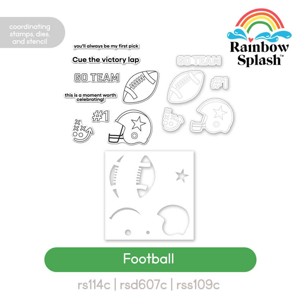 Rainbow Splash Stamps Dies and Stencil Football rs28set