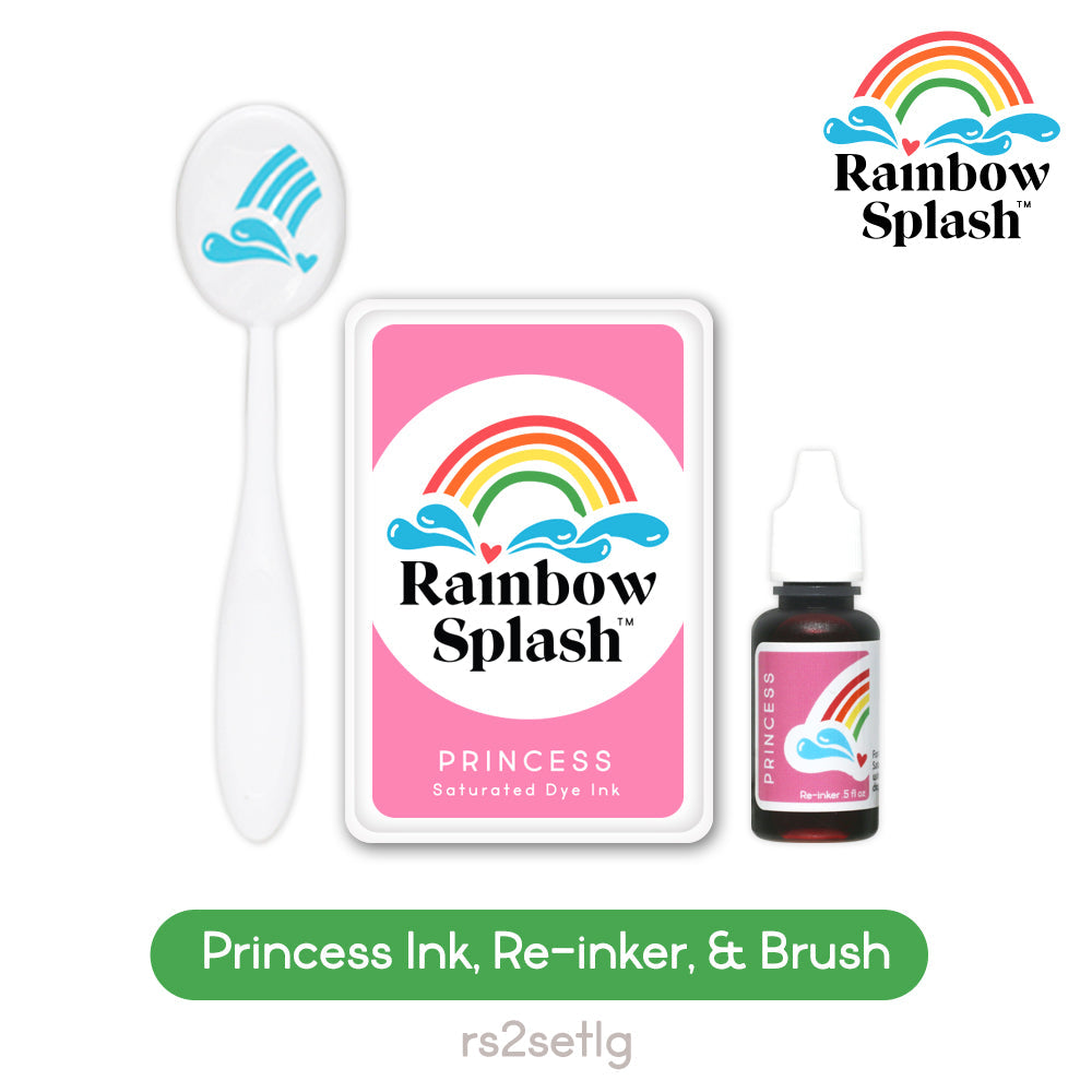 Rainbow Splash Ink Pad and Re-Inker Set Princess with Large Brush rs2setlg Splendor