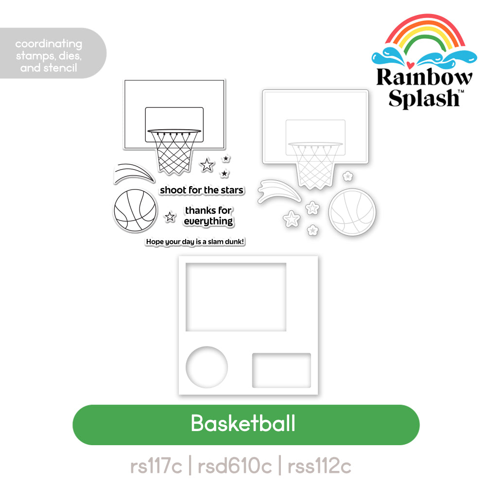 Rainbow Splash Stamps Dies and Stencil Basketball rs37set