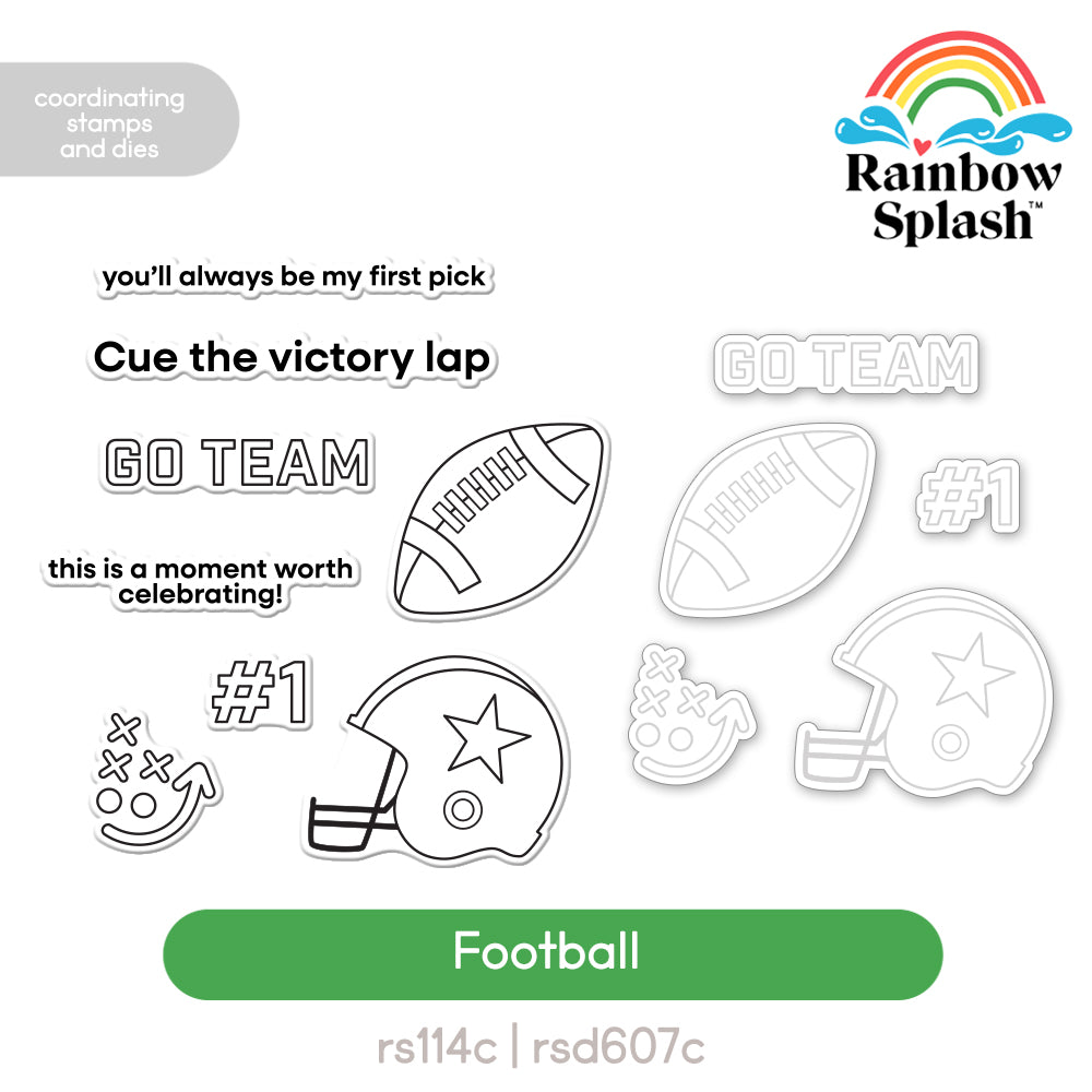 Rainbow Splash Stamps and Dies Football rs39set