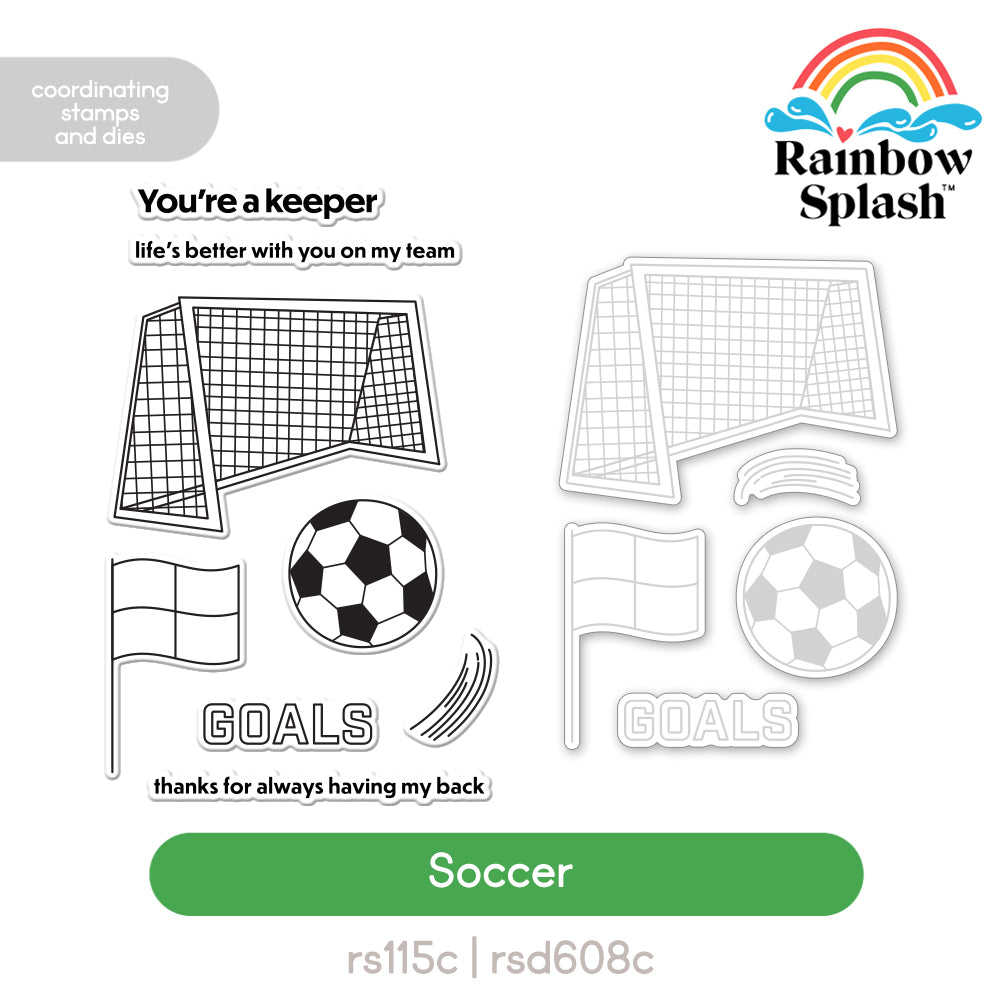 Rainbow Splash Stamps and Dies Soccer rs40set