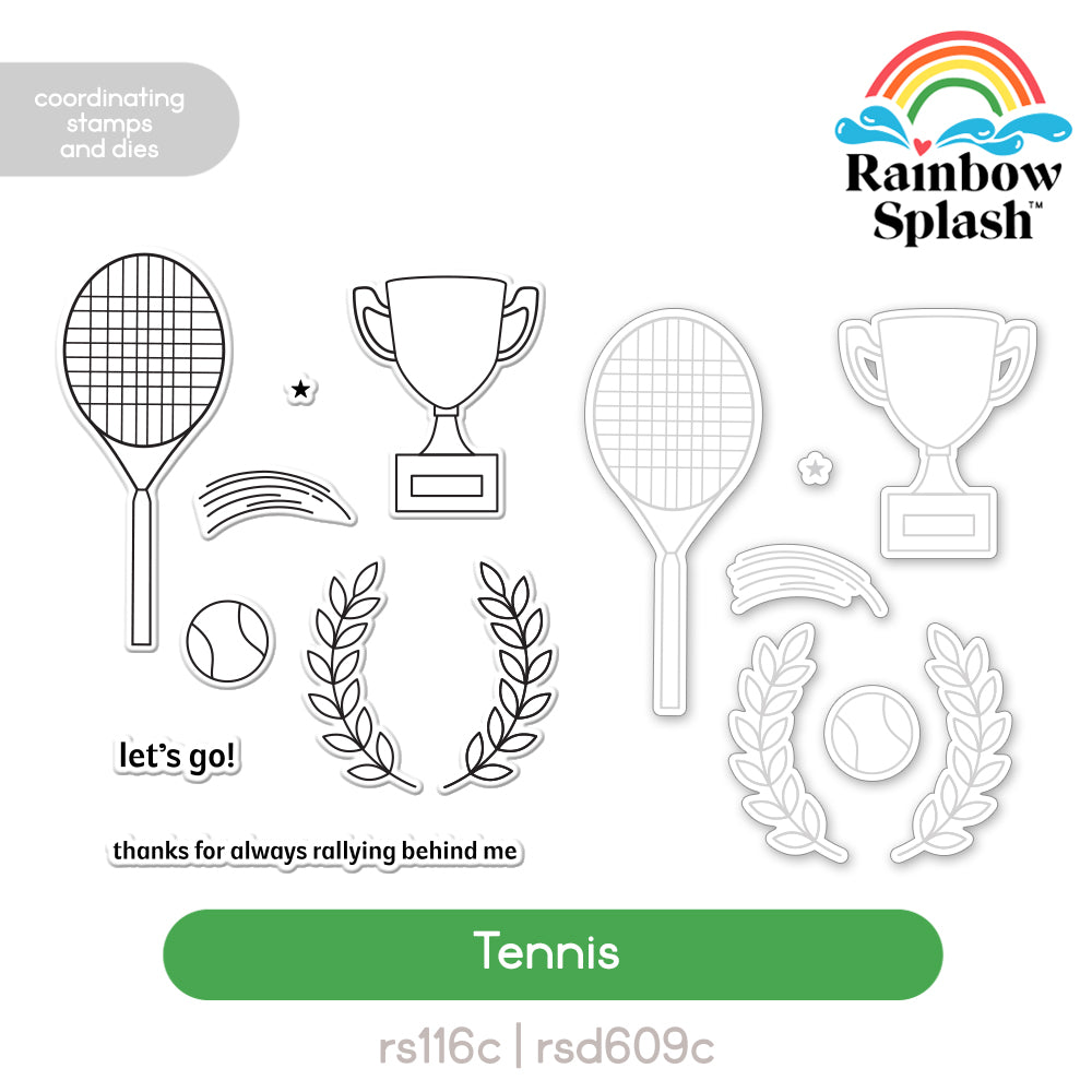 Rainbow Splash Stamps and Dies Tennis rs41set