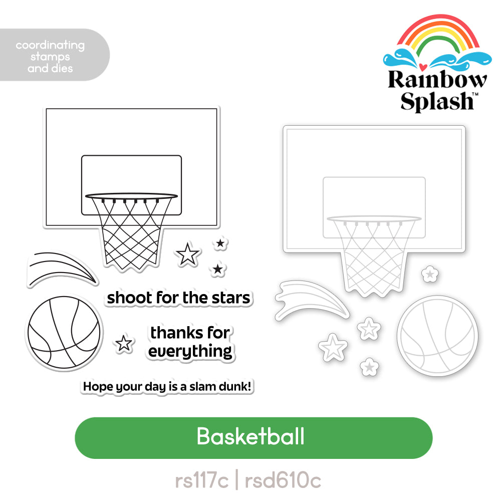 Rainbow Splash Stamps and Dies Basketball rs42set