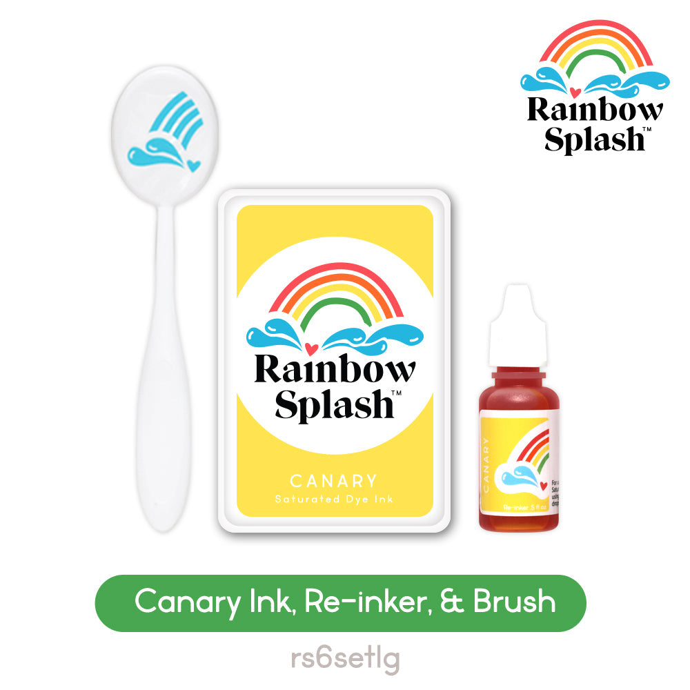 Rainbow Splash Ink Pad and Re-Inker Set Canary with Large Brush rs6setlg Splendor