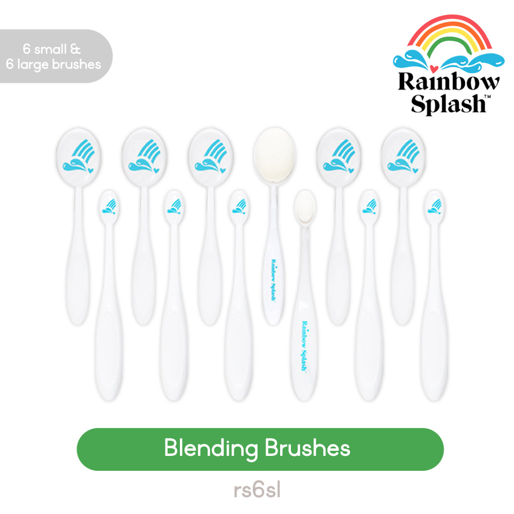 Rainbow Splash 12 pack of 6 Large And 6 Small Blending Brushes rs6sl Splendor