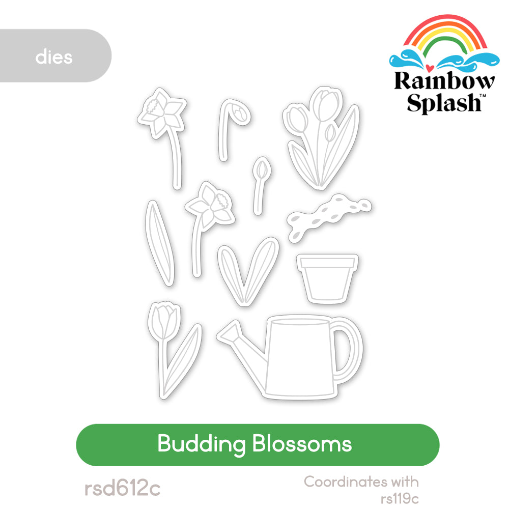 Rainbow Splash Wafer Dies Budding Blossoms rsd612c Beautiful Moments