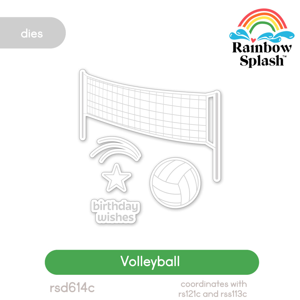 Rainbow Splash Wafer Dies Volleyball rsd614c Stamptember