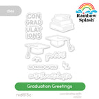 Rainbow Splash Graduation Greetings Wafer Dies rsd615c