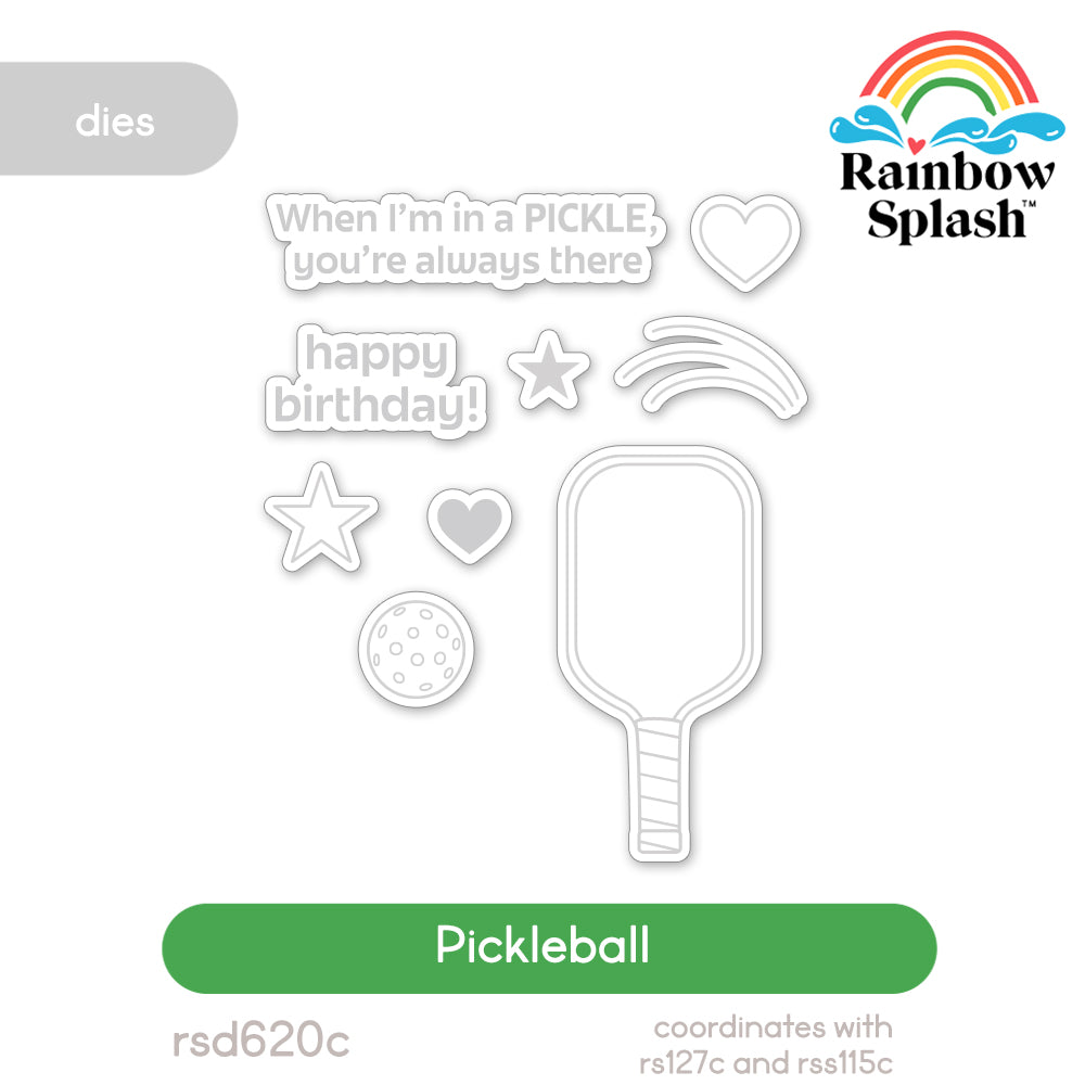 Rainbow Splash Pickleball Wafer Dies rsd620c Sending Cheer