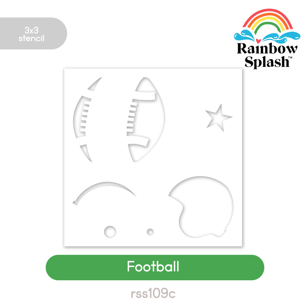 Rainbow Splash Stencil Football rss109c