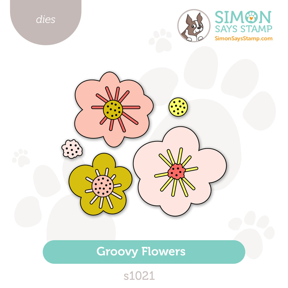 Simon Says Stamp Groovy Flowers Wafer Dies s1021 Happy Camper