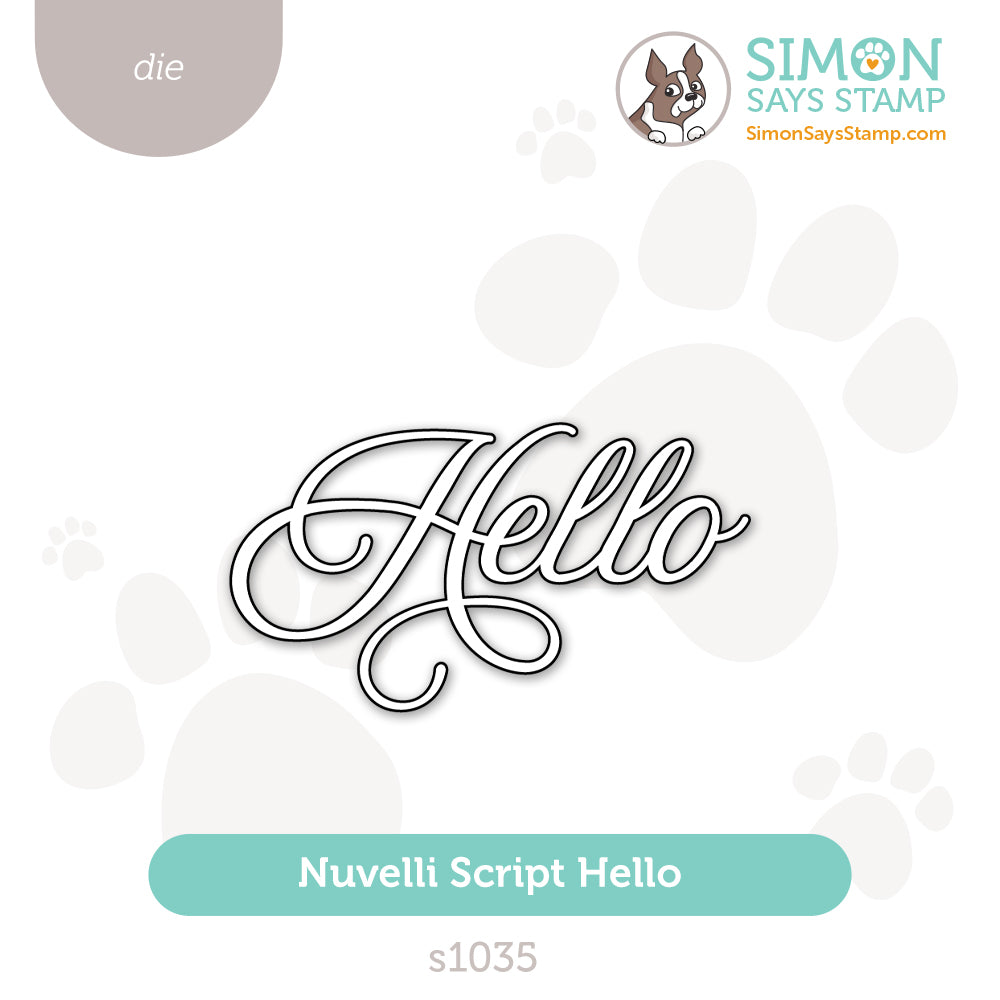 Simon Says Stamp Nuvelli Script Hello Wafer Dies s1035 Happy Camper