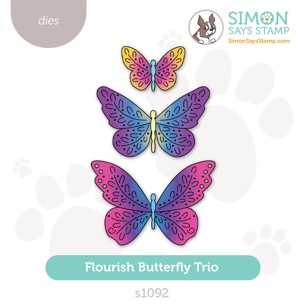 Simon Says Stamp Flourish Butterfly Trio Wafer Dies s1092 In My Heart