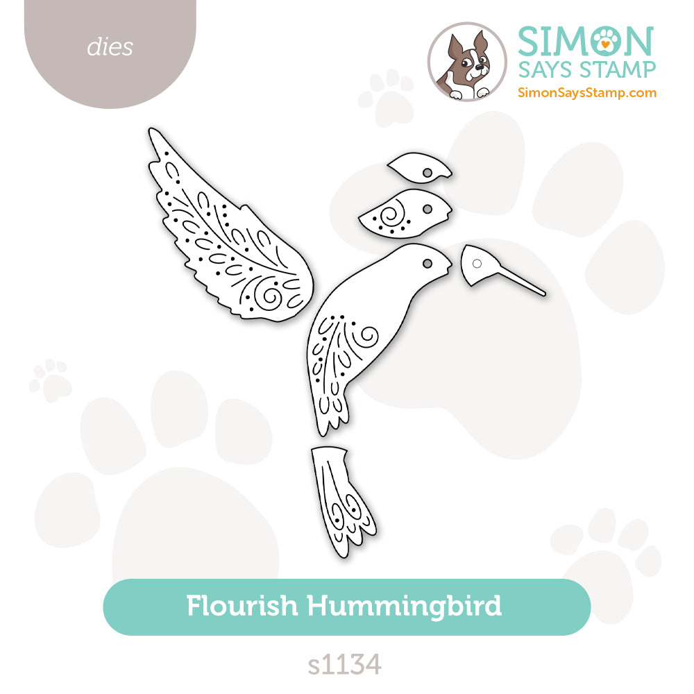 Simon Says Stamp Flourish Hummingbird Wafer Dies s1134 Every Happiness