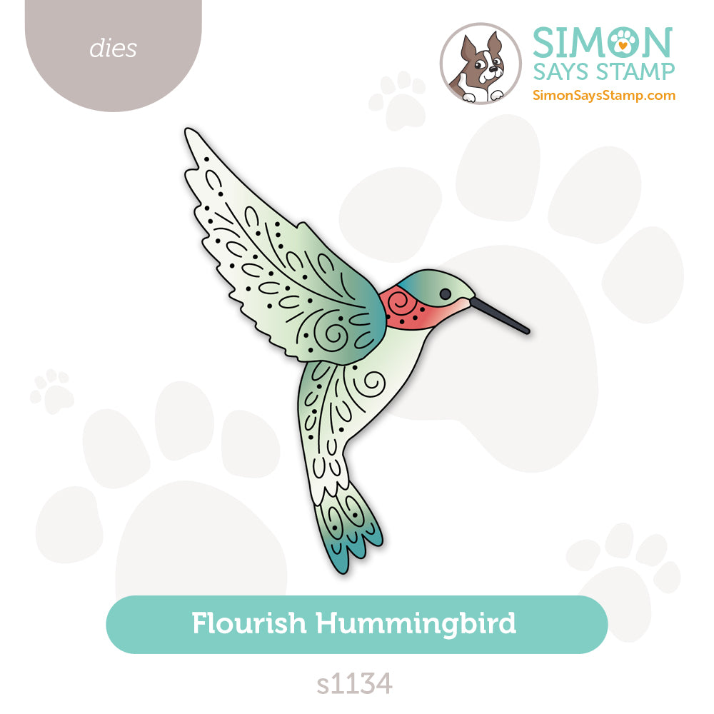 Simon Says Stamp Flourish Hummingbird Wafer Dies s1134 Every Happiness