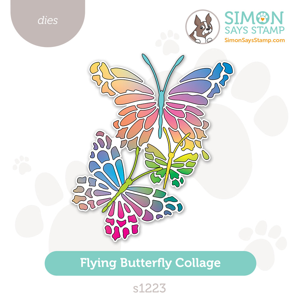 Simon Says Stamp Flying Butterfly Collage Wafer Dies s1223 Stamptember