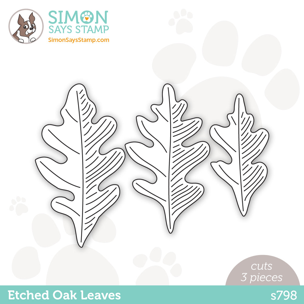 Simon Says Stamp ETCHED OAK LEAVES Wafer Dies s798 *