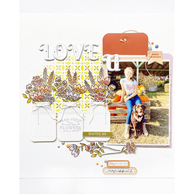 Pinkfresh Studio Kaleidoscope Stencil Set 178623 Farmers Market Scene