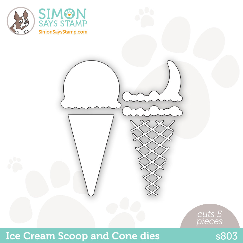 Simon Says Stamp ICE CREAM SCOOP AND CONE Wafer Dies s803 *