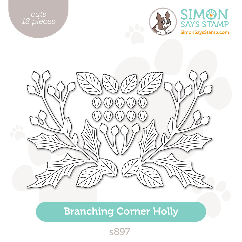 Simon Says Stamp Branching Corner Holly Wafer Dies s897 All The Joy