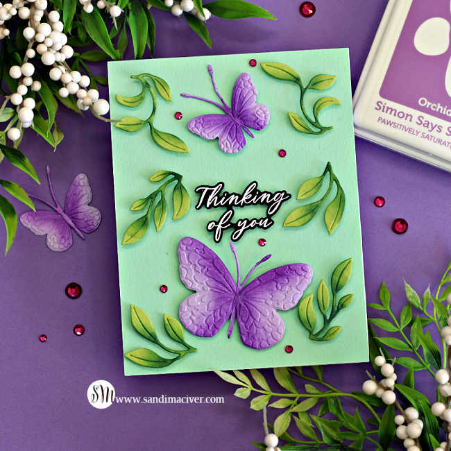 Simon Says Stamp Embossing Folder and Dies Confetti Butterflies sfd511set Happy Camper Thinking of You Card | color-code:ALT05