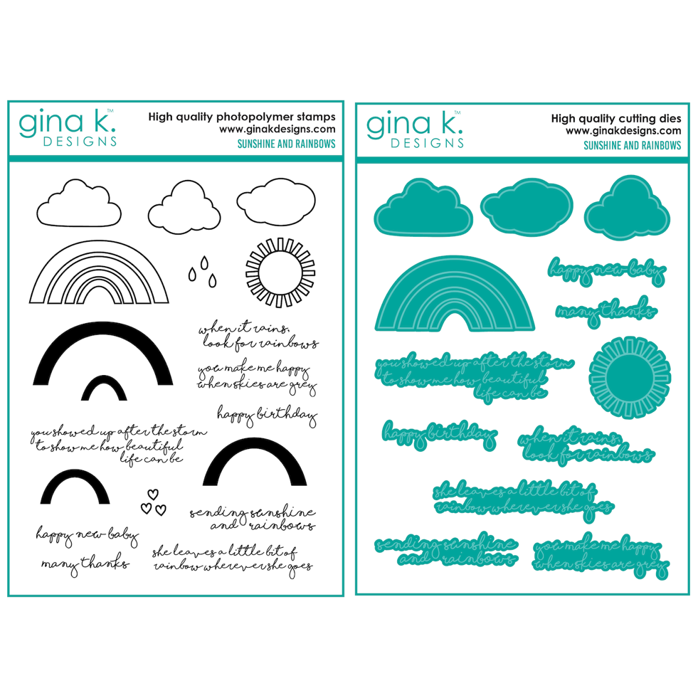 Gina K Designs Sunshine and Rainbows Clear Stamps and Dies Set