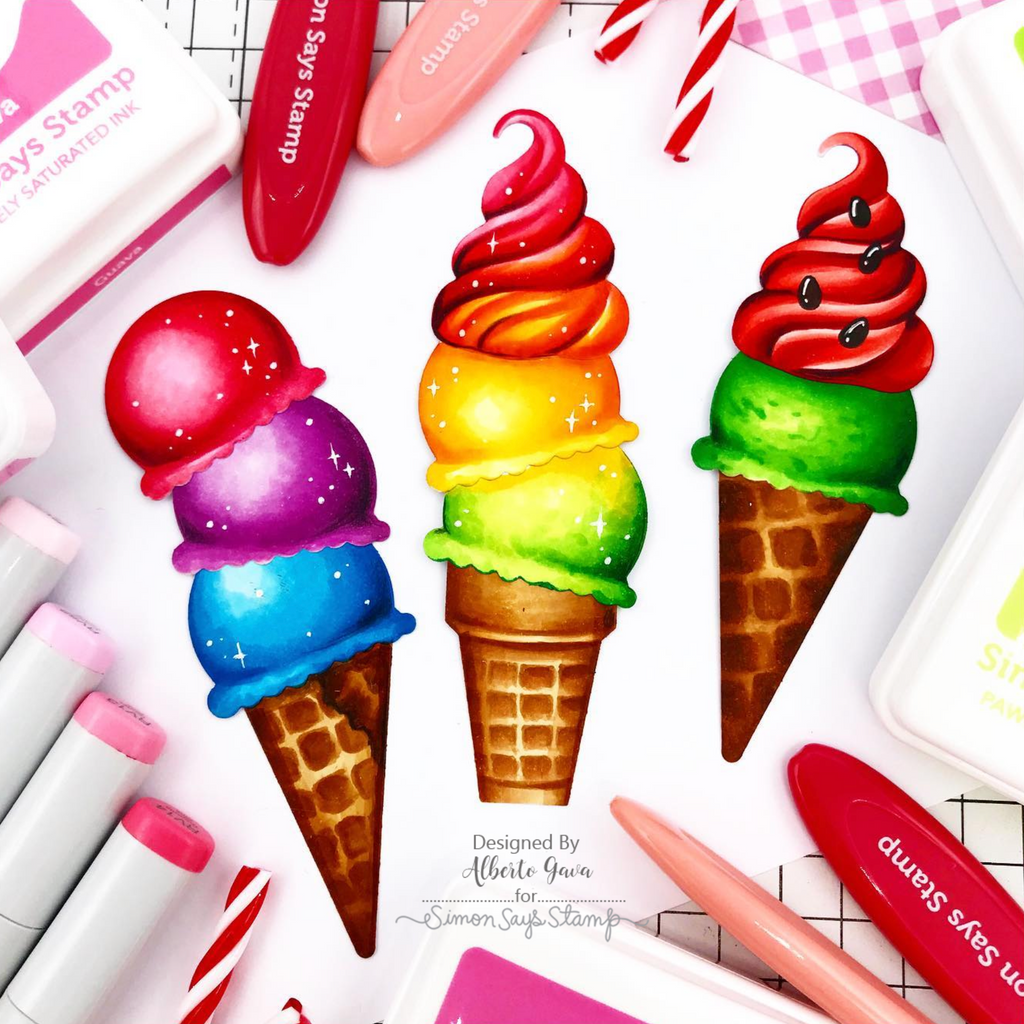 Simon Says Stamp! Simon Says Stamp ICE CREAM SCOOP AND CONE Wafer Dies s803 Ice Cream Colorings | color-code:ALT01
