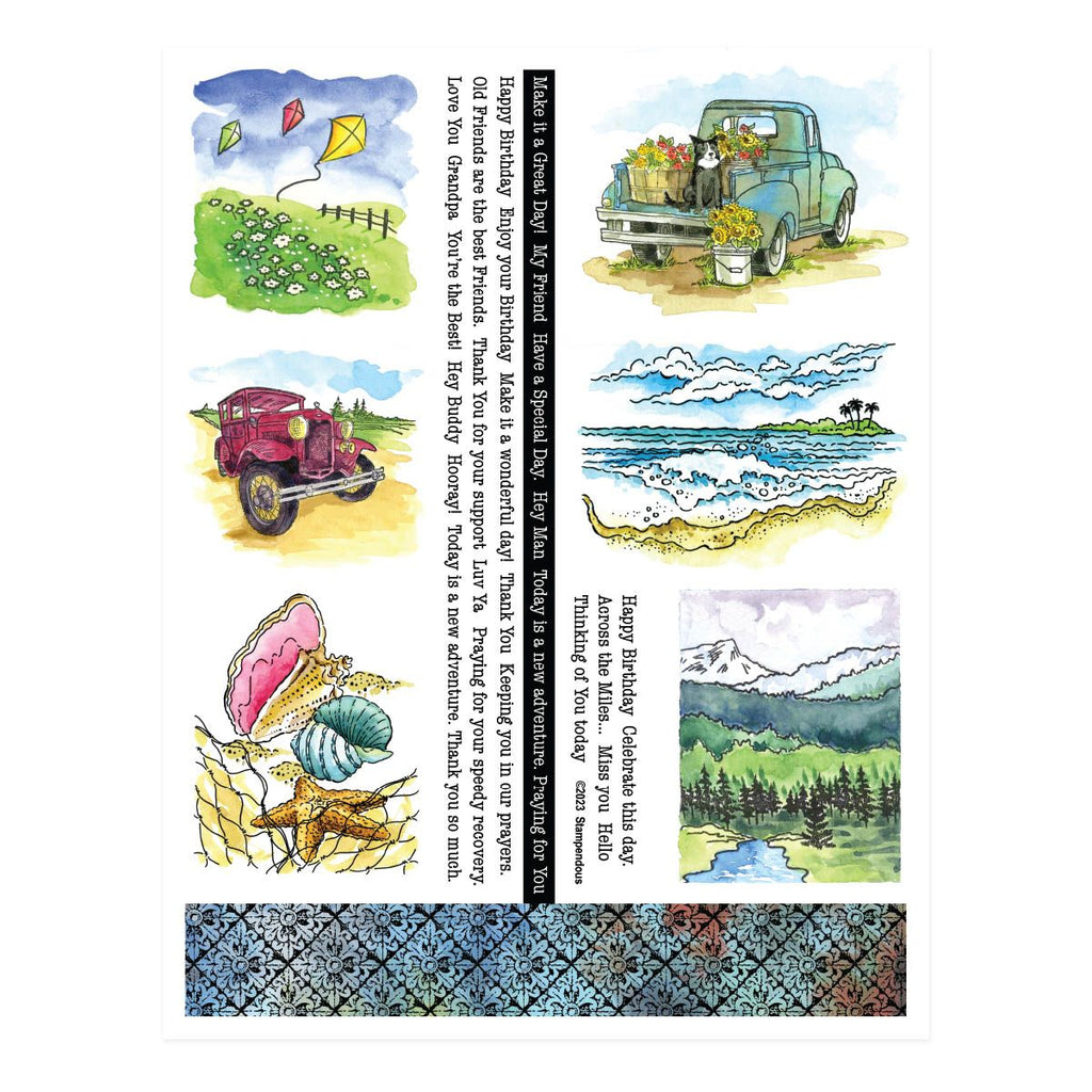 QC-005 Stampendous Great Outdoors Quick Cards Trucks