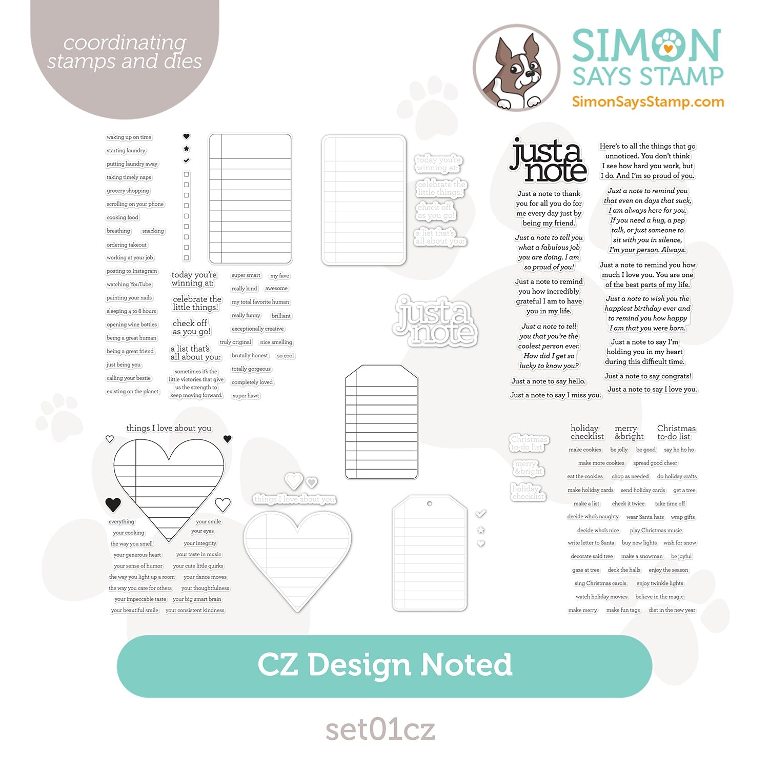 CZ Design Stamps and Dies Noted Bundle