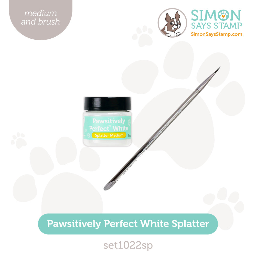 Simon Says Stamp Pawsitively Perfect White Splatter Medium And Watercolor Brush set1022sp Happy Camper