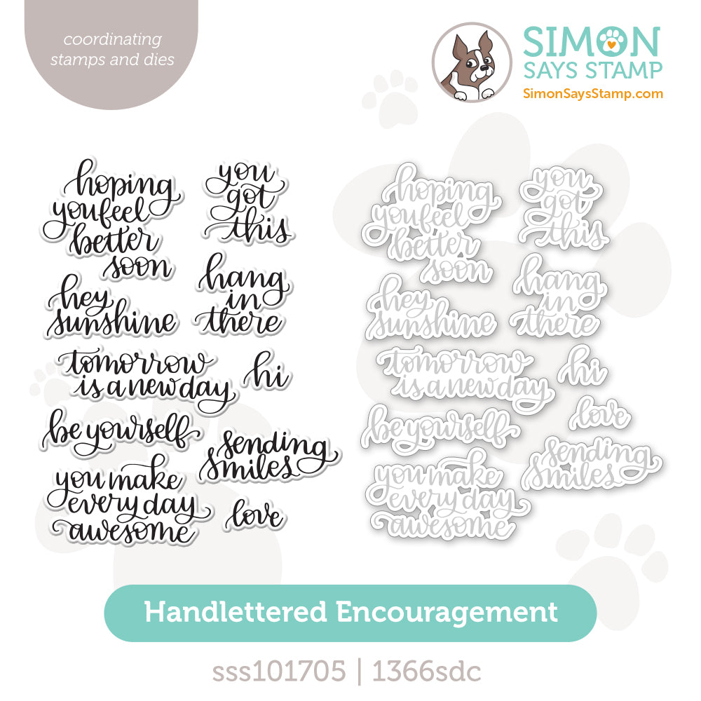 Simon Says Stamps and Dies Handlettered Encouragement set1028he Happy Camper