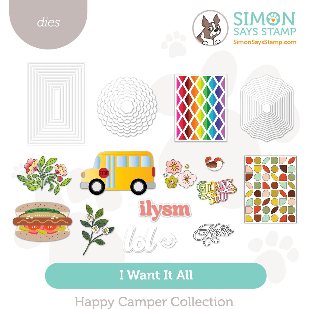 Simon Says Stamp Happy Camper Collection I Want It All Stand-Alone Dies set1037as