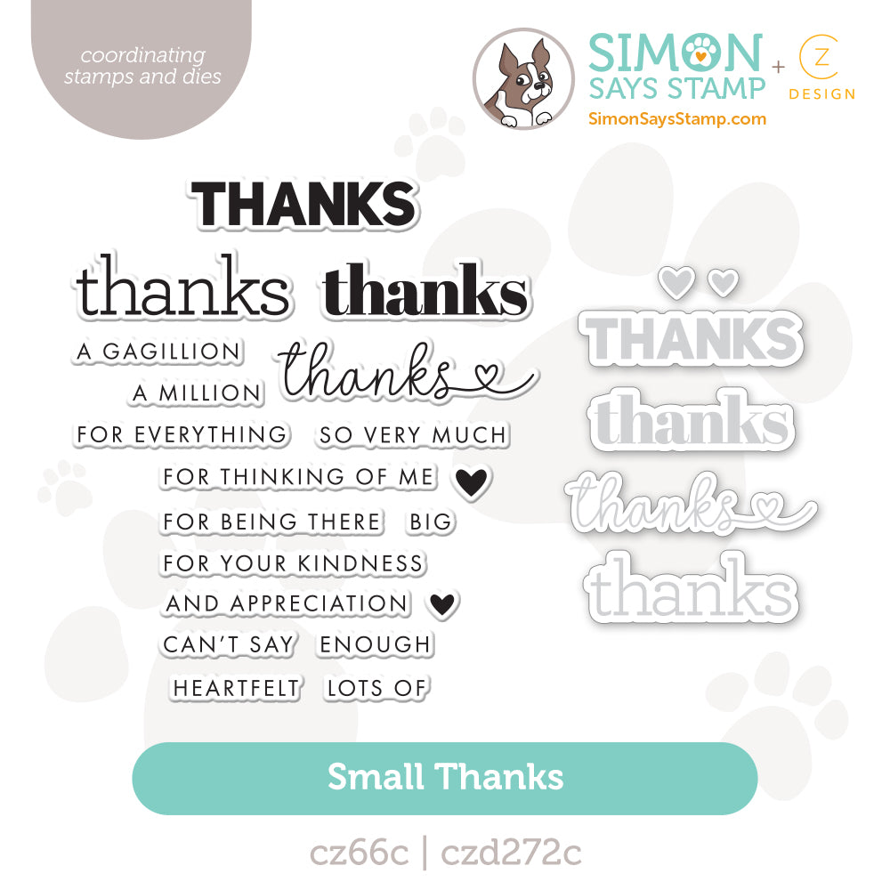 CZ Design Stamps and Dies Small Thanks set1069st