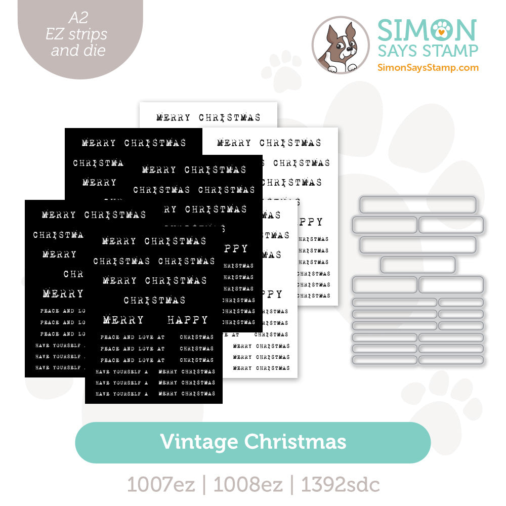Simon Says Stamp EZ Strips and Die Vintage Christmas set1071vc Sugar And Spice
