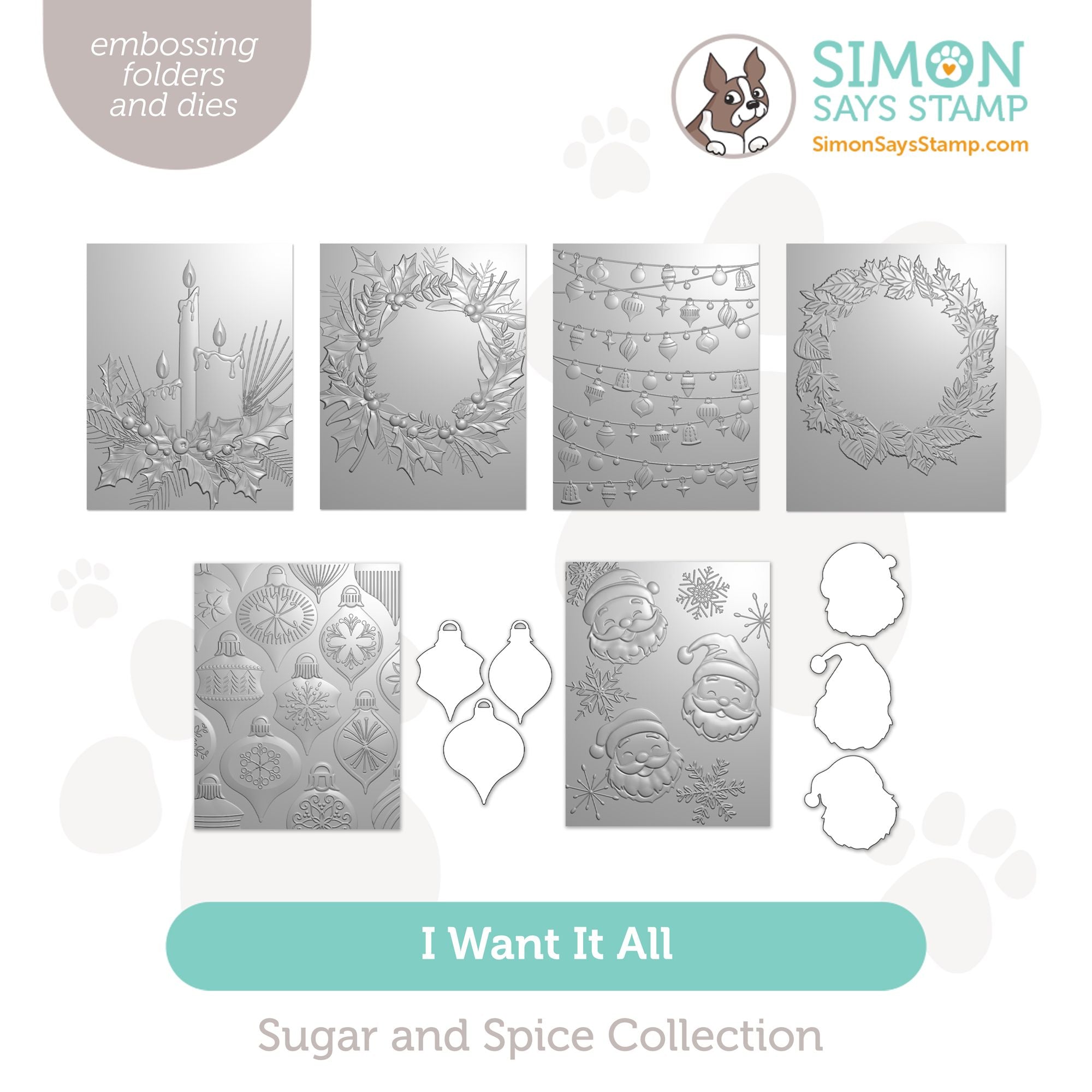 Simon Says Stamp Sugar And Spice Collection I Want It All Embossing Folders set1081ef