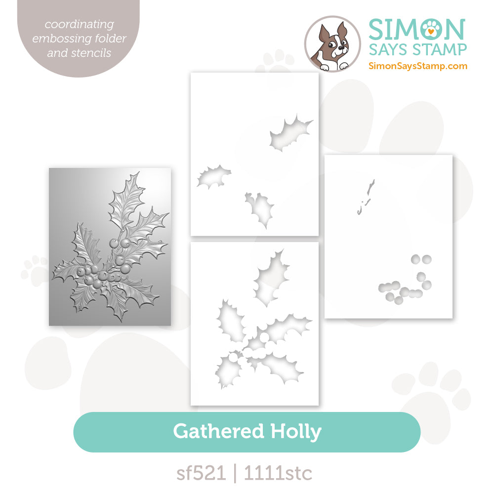Simon Says Stamp Gathered Holly Embossing Folder
