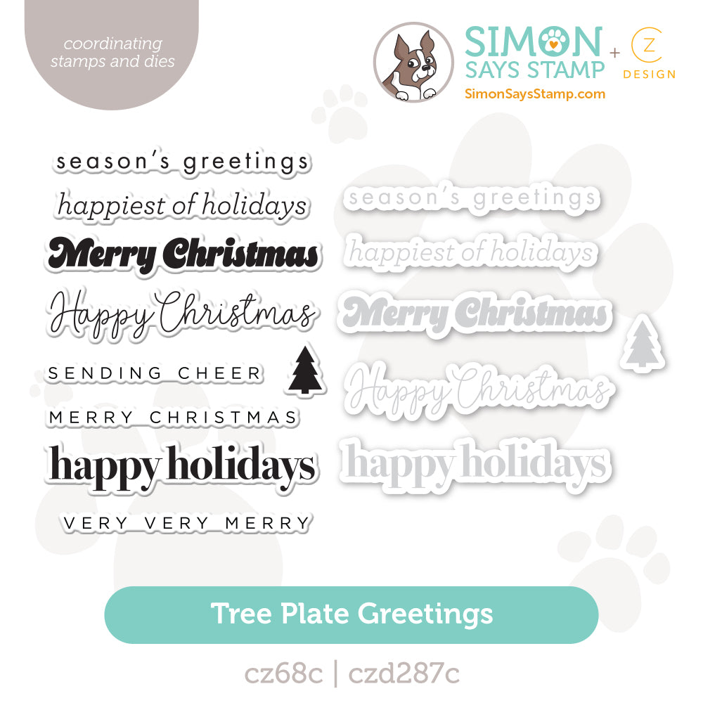 CZ Design Stamps and Dies Tree Plate Greetings set1103tp And Everything Nice