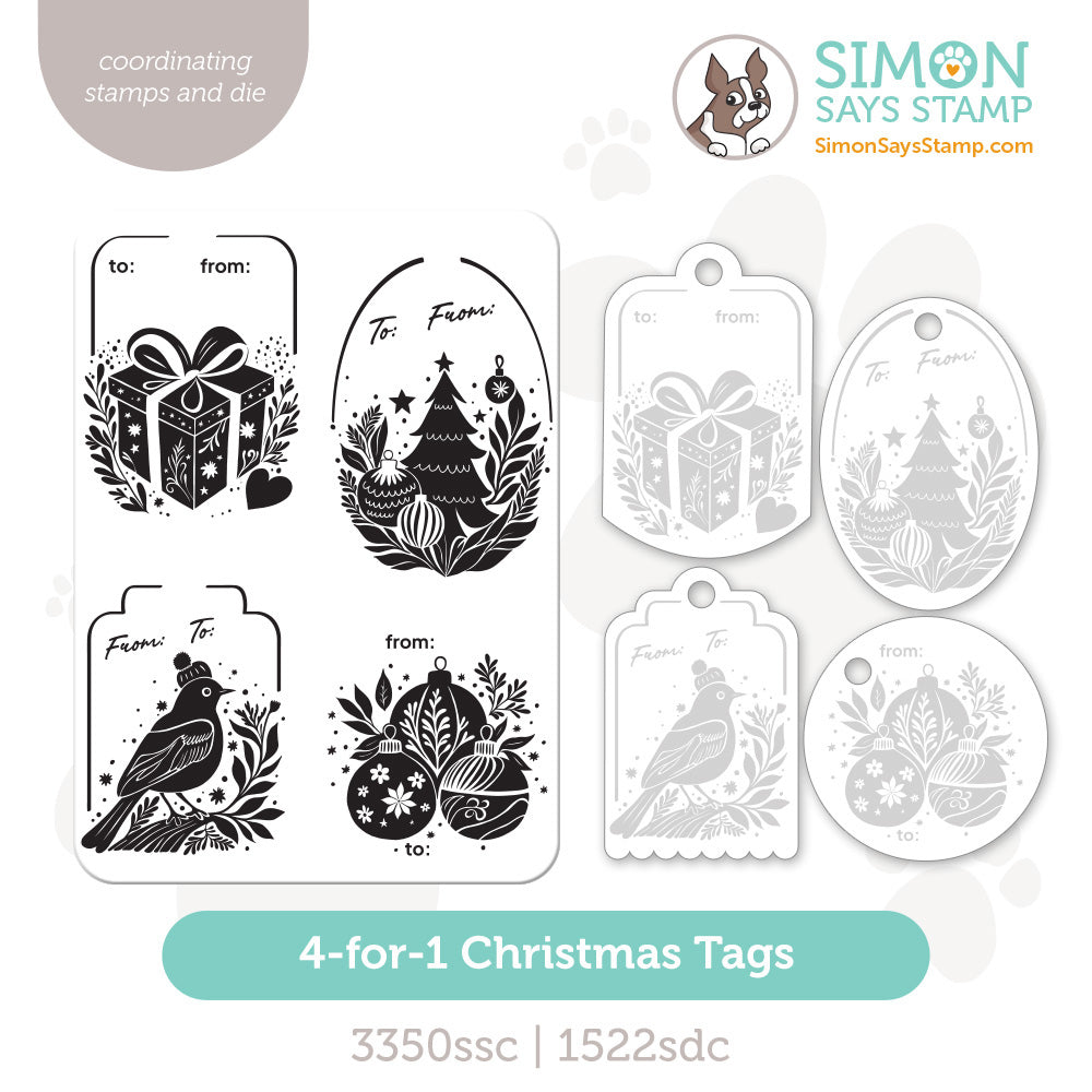 Simon Says Stamps And Dies 4 For 1 Christmas Tags set1113ct DieCember
