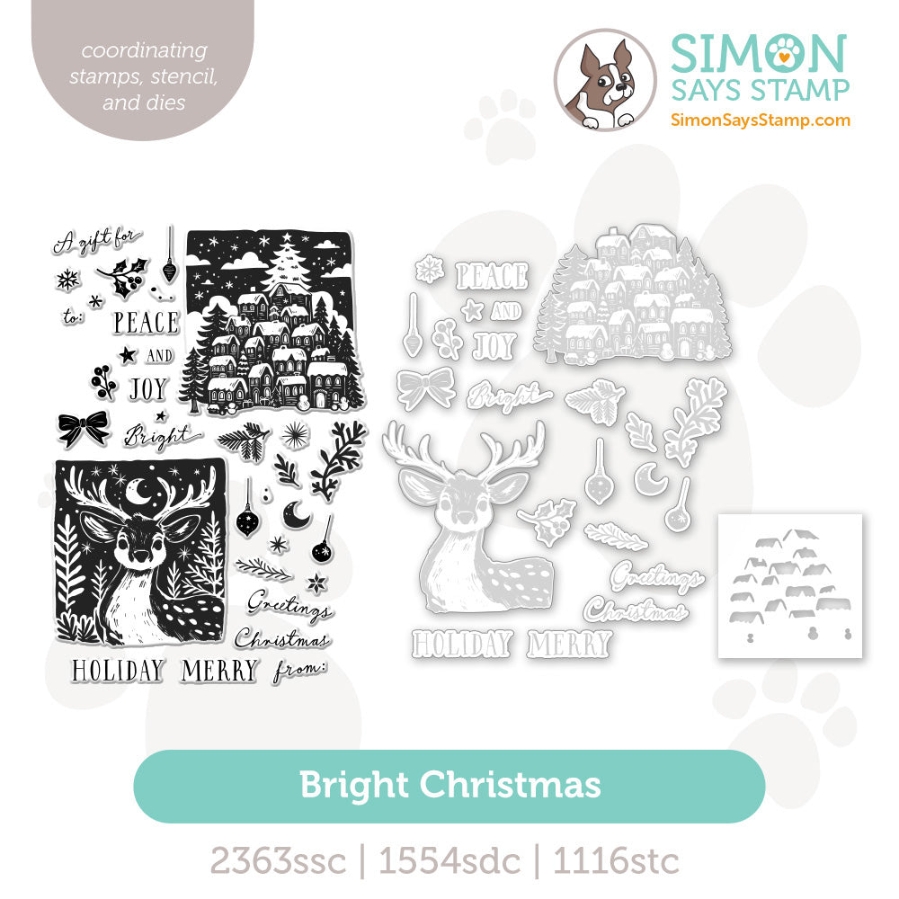 Simon Says Stamps Dies And Stencil Bright Christmas Rooftops set1121bc