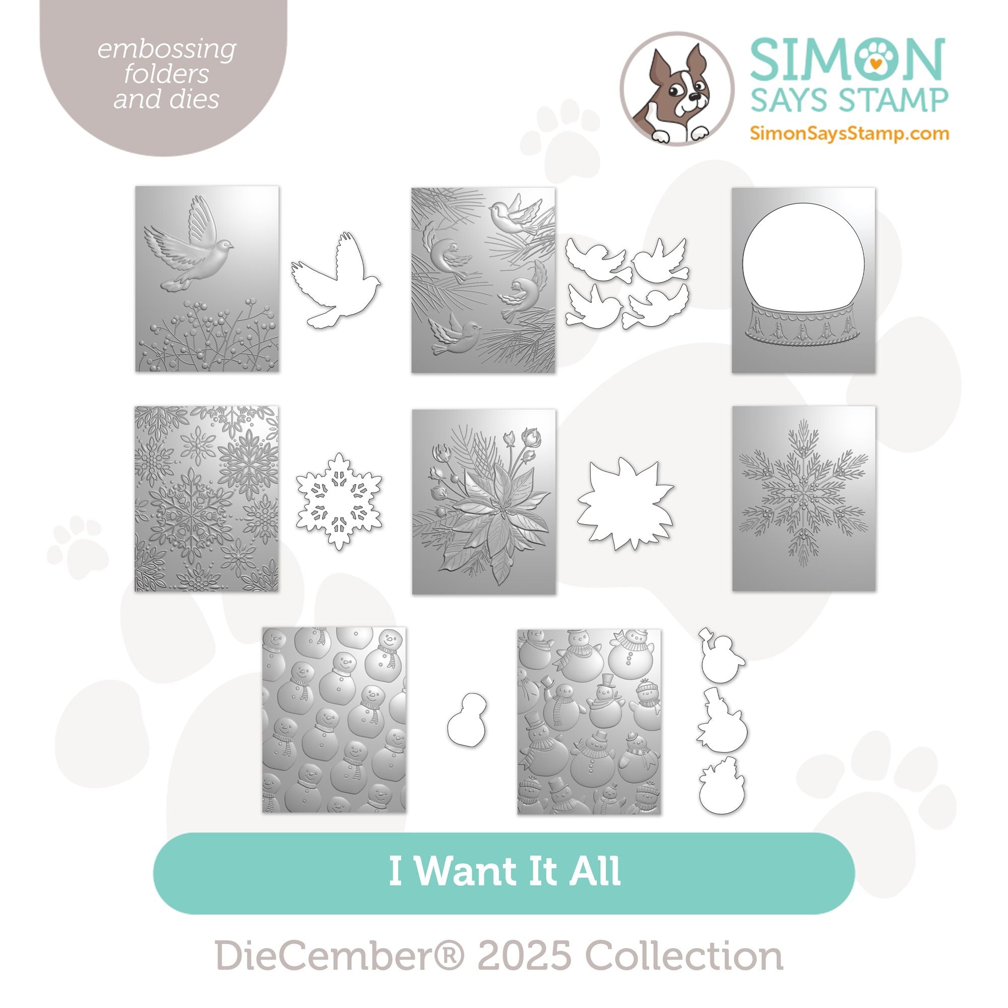 Simon Says Stamp DieCember Collection I Want It All Embossing Folders set1127ef