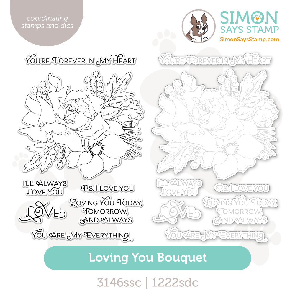 Simon Says Stamps And Dies Loving You Bouquet set1141ly Heart to Heart