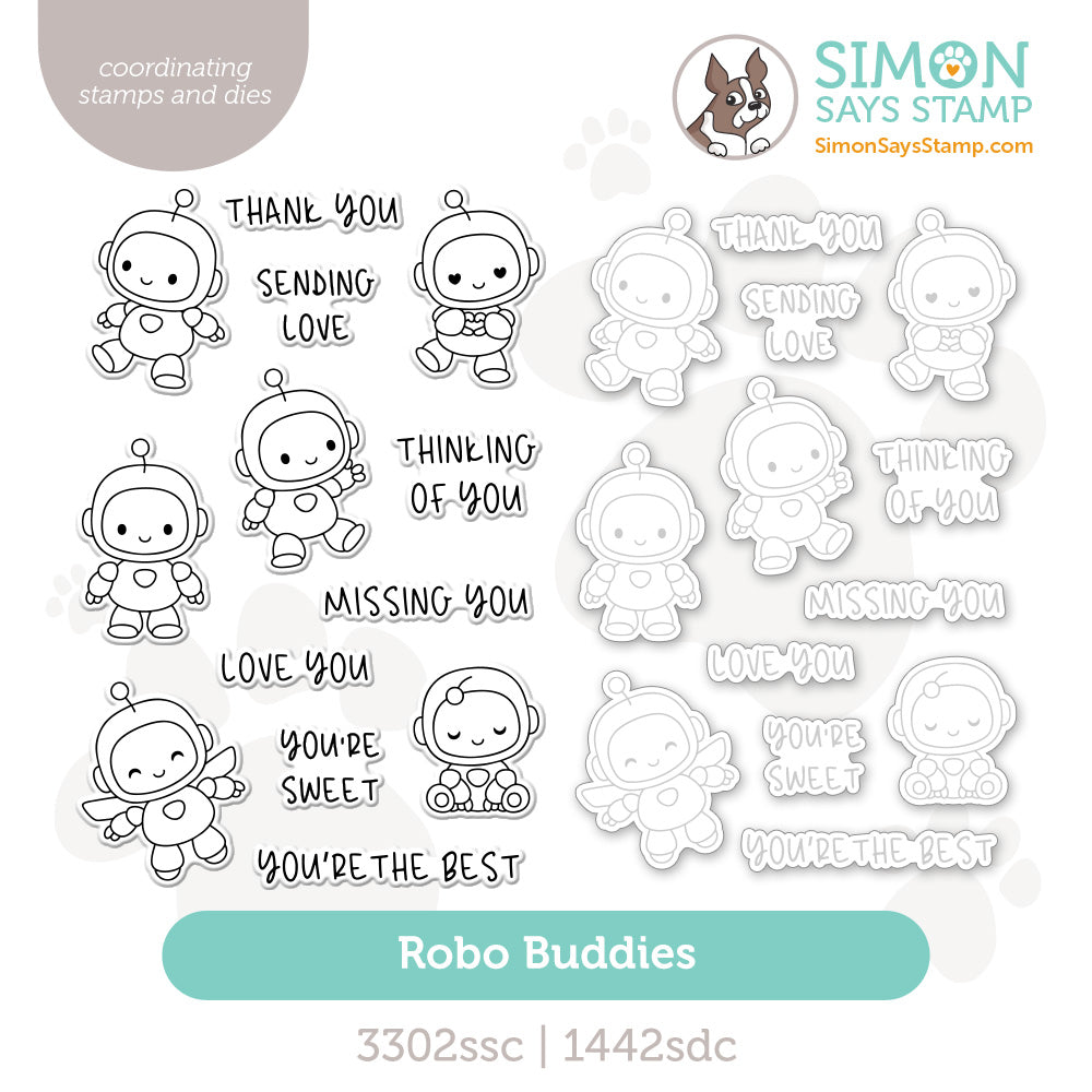 Simon Says Stamps And Dies Robo Buddies set1143rb Heart to Heart
