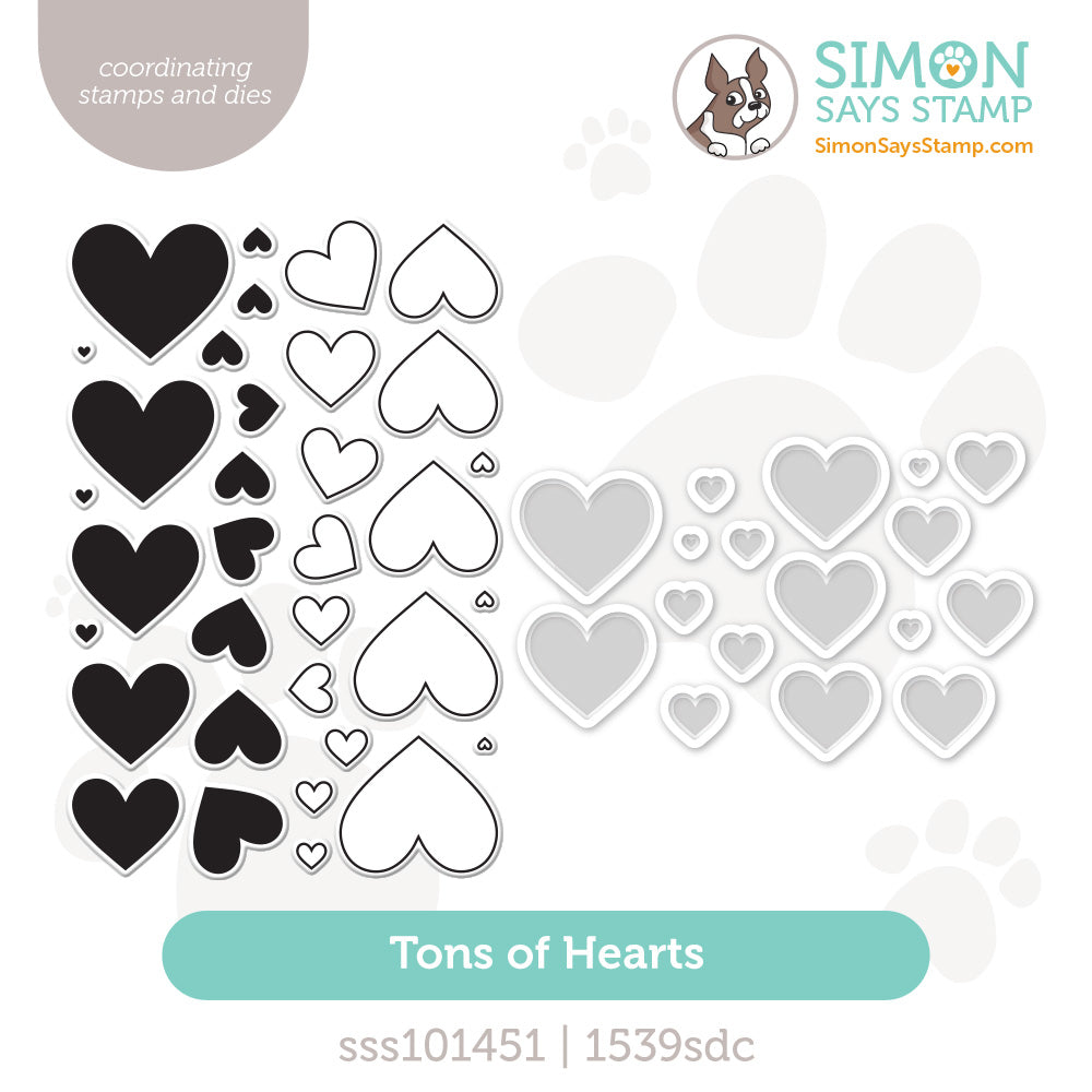 Simon Says Stamps And Dies Tons of Hearts Frames set1152hf Heart to Heart