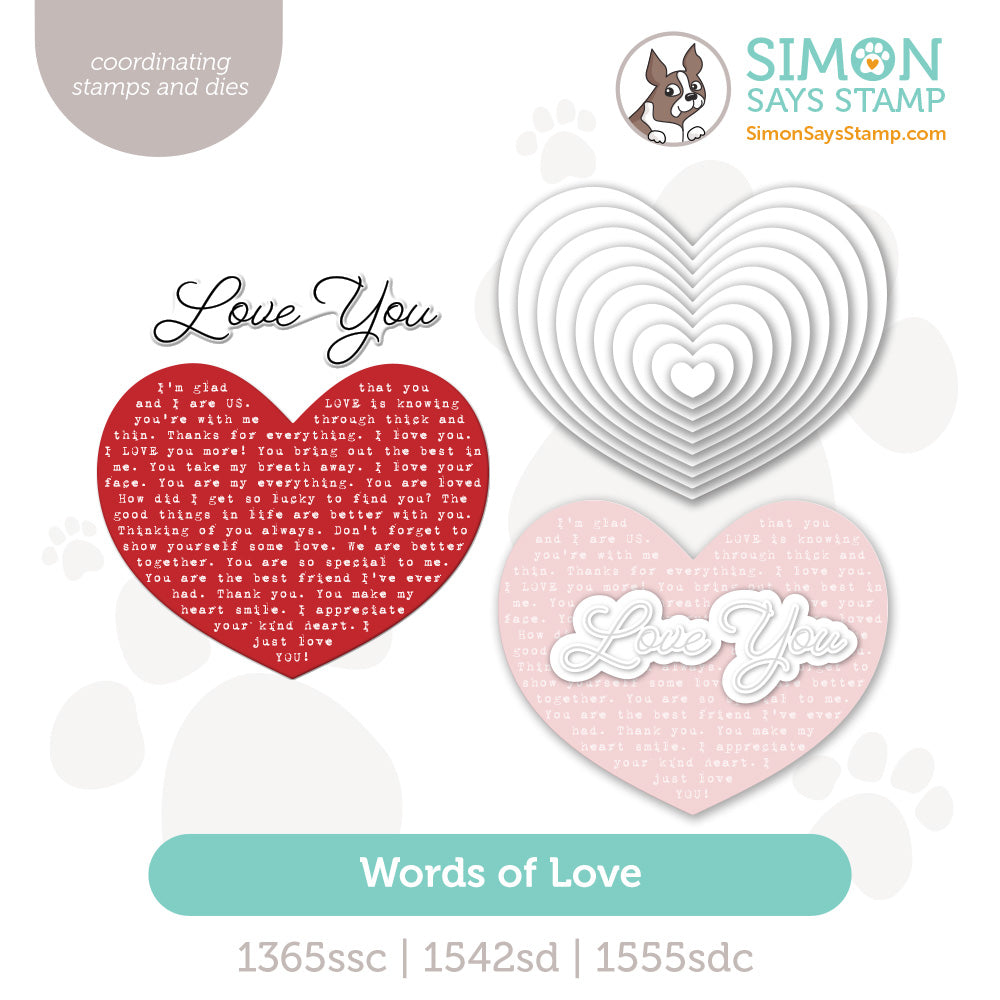 Simon Says Stamps and Dies Words of Love Bundle set1157wl Heart to Heart