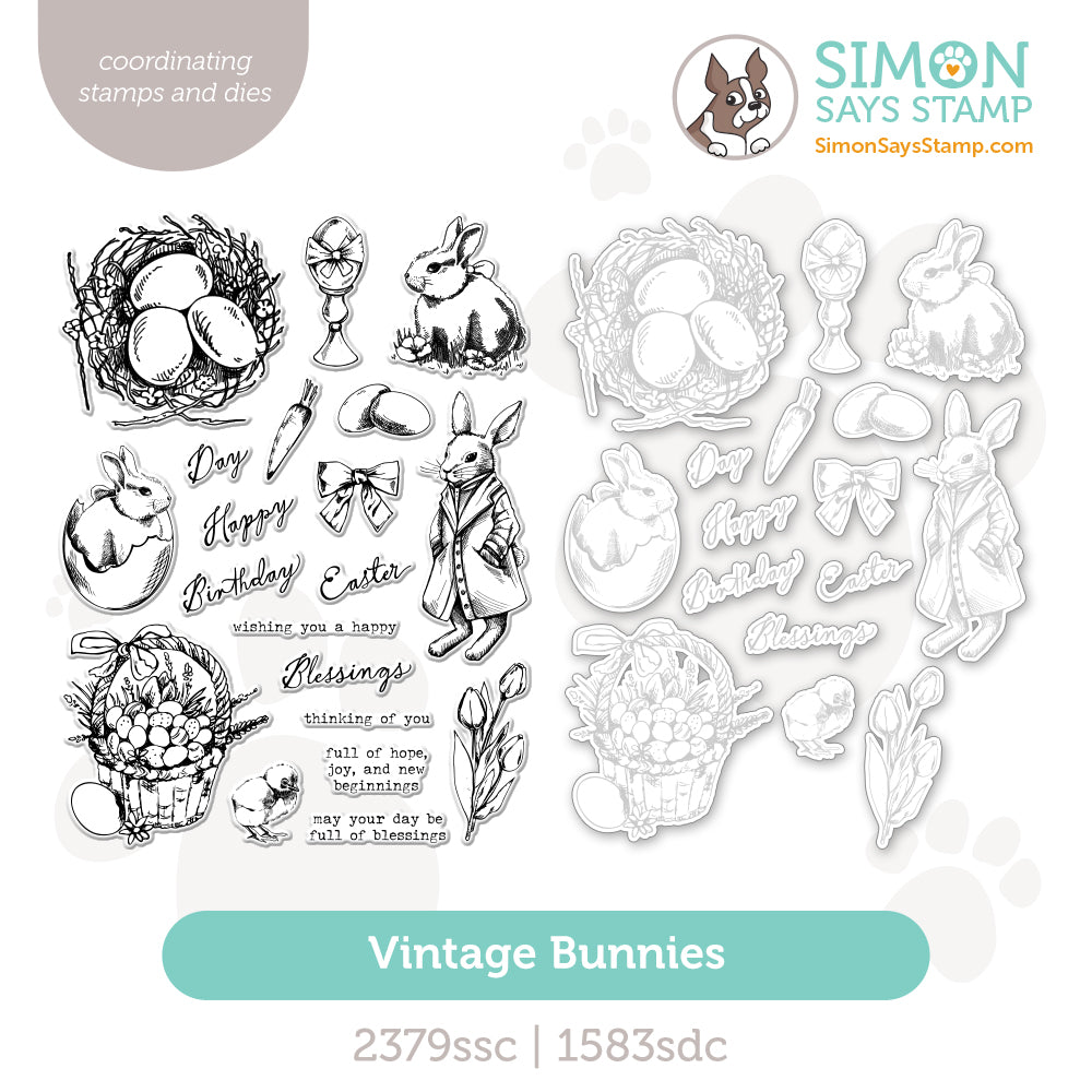 Simon Says Stamps And Dies Vintage Bunnies set1171vb