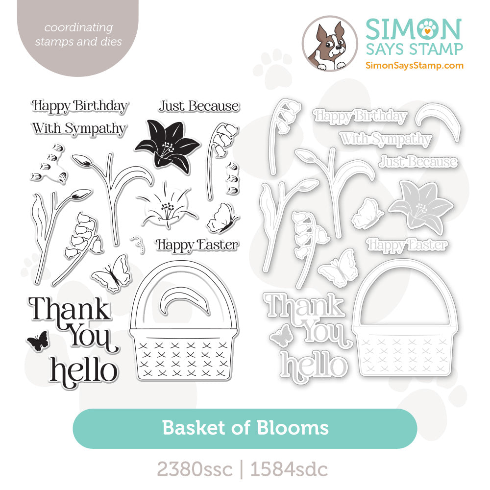 Simon Says Stamps And Dies Basket of Blooms set1174bb Beautiful Moments