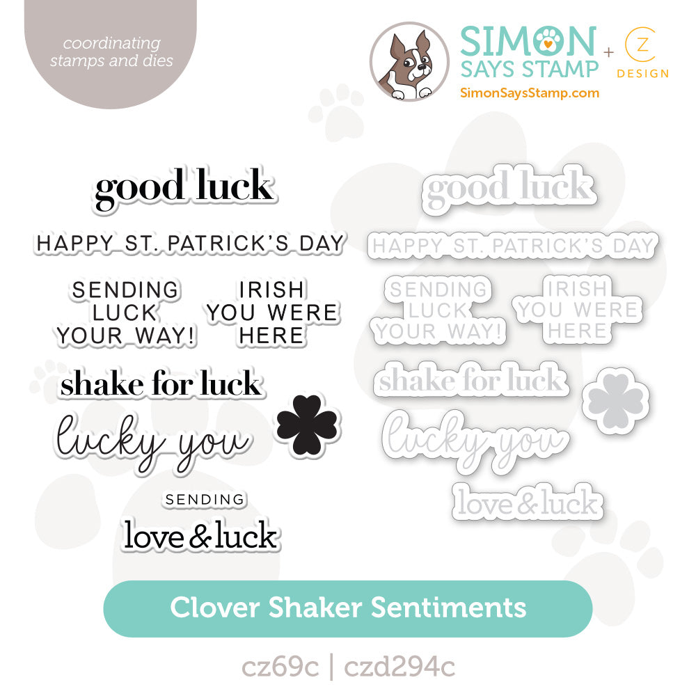 CZ Design Stamps and Dies Clover Shaker Sentiments set1188cs In My Heart
